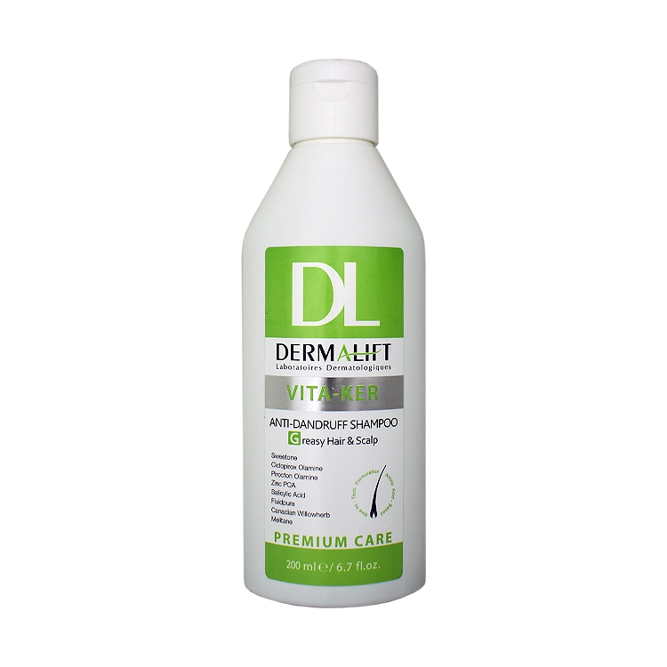 شامپو فاقد سولفات ضد شوره موهای چرب ویتا کر درمالیفت حجم 200 میلی لیتر