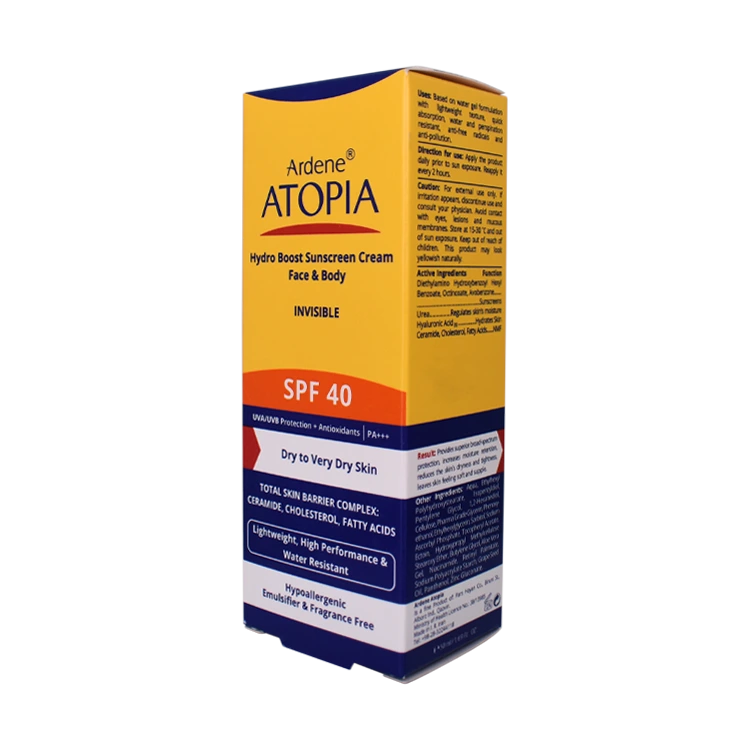 قیمت کرم ضد آفتاب بی رنگ پوست های خشک و خیلی خشک آردن آتوپیا SPF40 وزن 50 گرم