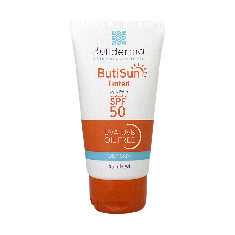 کرم ضد آفتاب رنگی بژ روشن پوست های چرب بیوتی درما SPF50 حجم 45 میلی لیتر