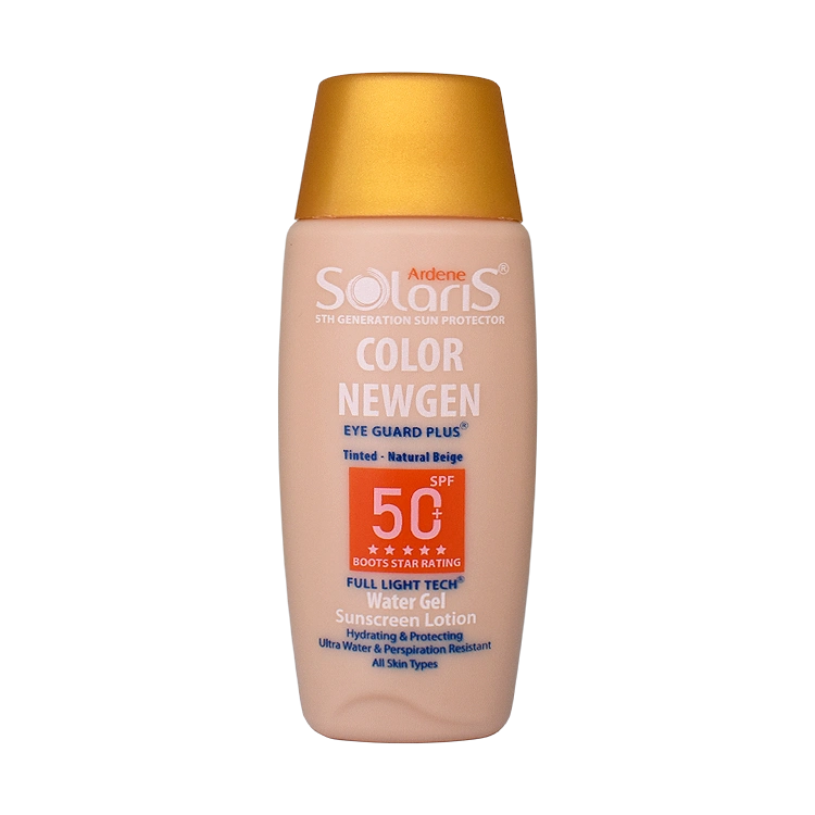 لوسیون ضد آفتاب بژ طبیعی فاقد چربی کالر نیوژن آردن سولاریس SPF50 حجم 75 میلی لیتر
