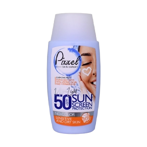 کرم ضد آفتاب بی رنگ پوست های خشک و حساس پیکسل SPF50 حجم 50 میلی لیتر