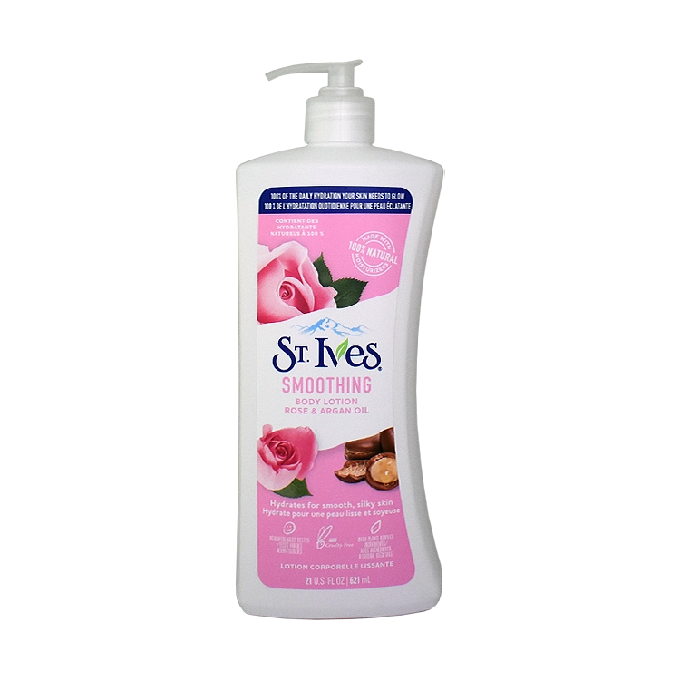 لوسیون بدن گل رز و روغن آرگان سینت ایوز مدل Smoothing حجم 621 میلی لیتر