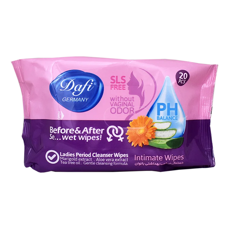 دستمال مرطوب بهداشتی بانوان دافی بسته 20 عددی