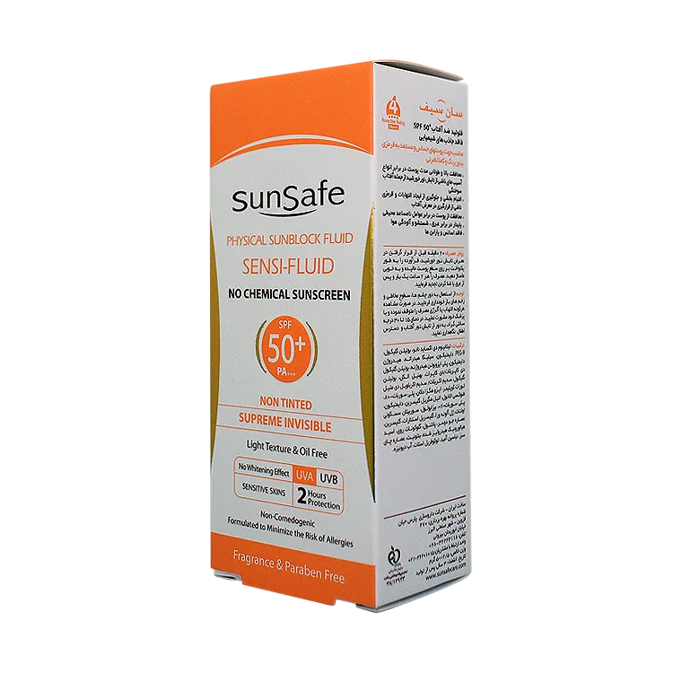 قیمت فلویید ضد آفتاب فیزیکال بی رنگ پوست های حساس سان سیف SPF50 حجم 50 میلی لیتر